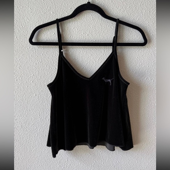 Victoria’s Secret PINK Black Velvet Spaghetti Strap Flowy Tank Size XS - Picture 9 of 12